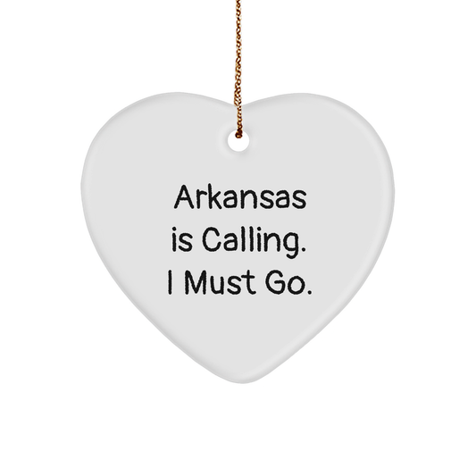 Arkansas Gifts from Friends - 'Arkansas Is Calling. I Must Go.' Heart Ornament for Christmas - Unique Gifts for Arkansas Lovers, Family, and Coworkers - Image 1