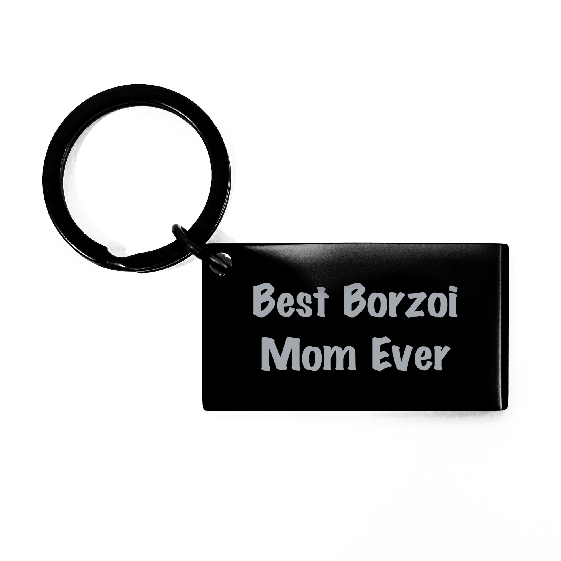 Borzoi Dog Lover's Funny Gift for Father's Day: Engraved Stainless Steel Borzoi Dog Keychain for Him, Unique Borzoi Mom Ever Present for Best Dad, Funny Borzoi Dog Themed Gifts for Him from Friend - Image 1