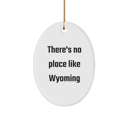 Wyoming Oval Ornament Gifts from Friends to Family with Funny Quote 'There's No Place Like Wyoming' for Christmas - Image 1