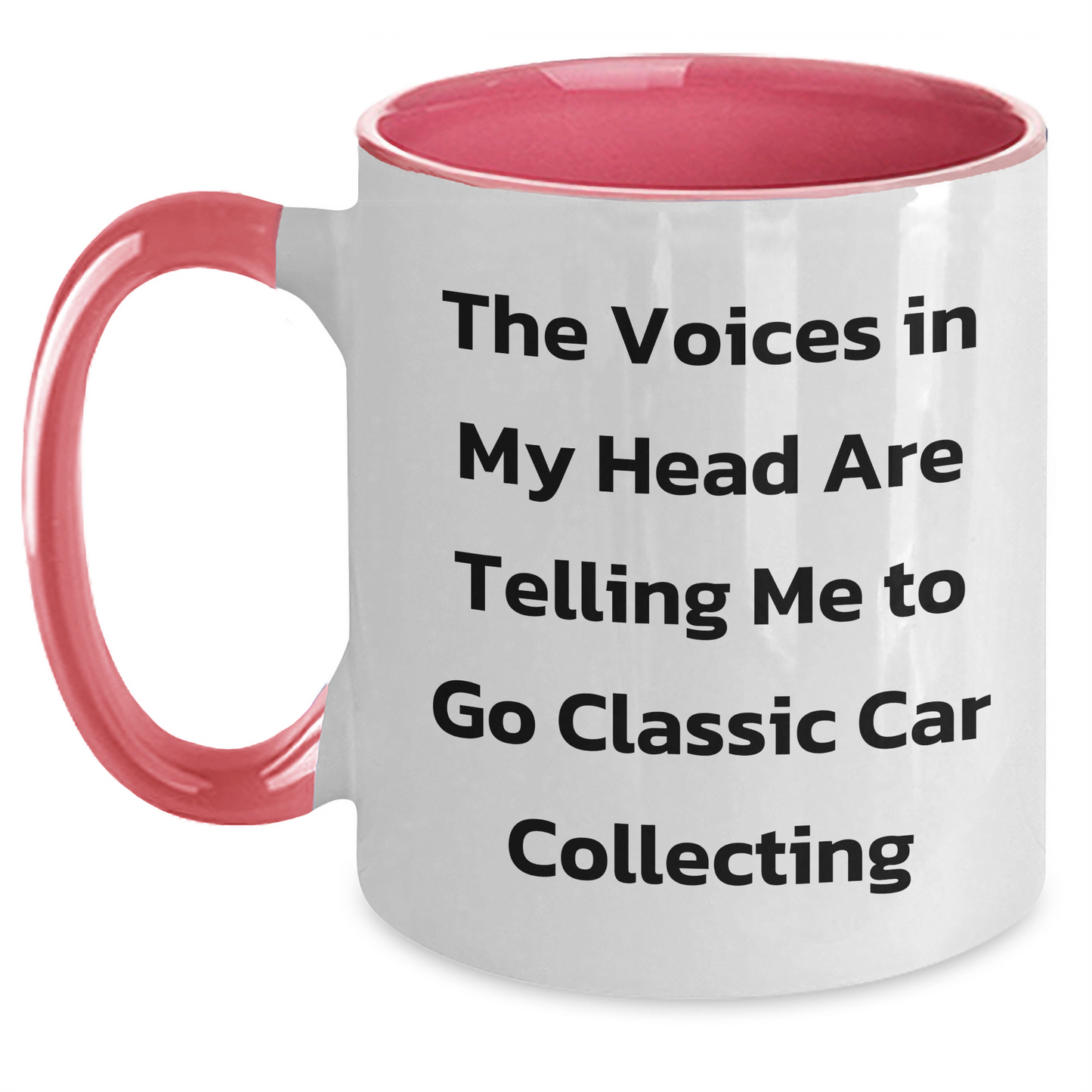 Funny Classic Car Collecting Gifts for Dad - The Voices In My Head Are Telling Me To Go Two Tone Coffee Mug, Father's Day Unique Gifts from Family - Main