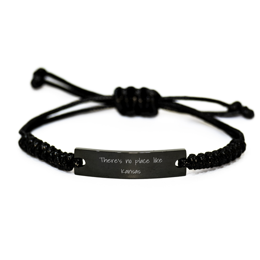 Funny Kansas Rope Bracelet Gifts from Men to Friends for Father's Day - 'There's No Place Like Kansas' Quote - Image 1
