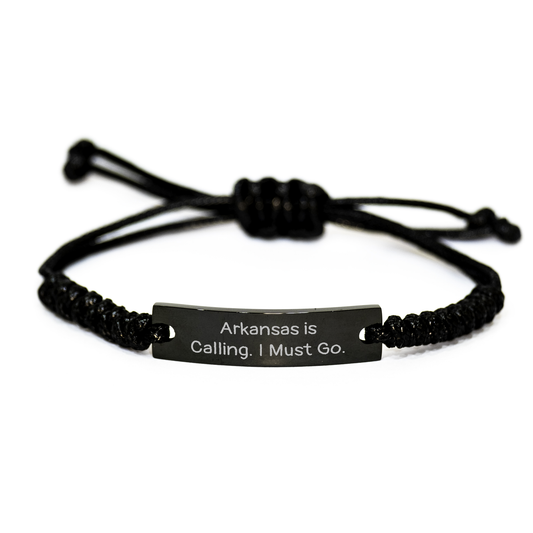 Arkansas Rope Bracelet, 'Arkansas Is Calling. I Must Go.' Funny Quote Gift for Men from Arkansas - Image 1