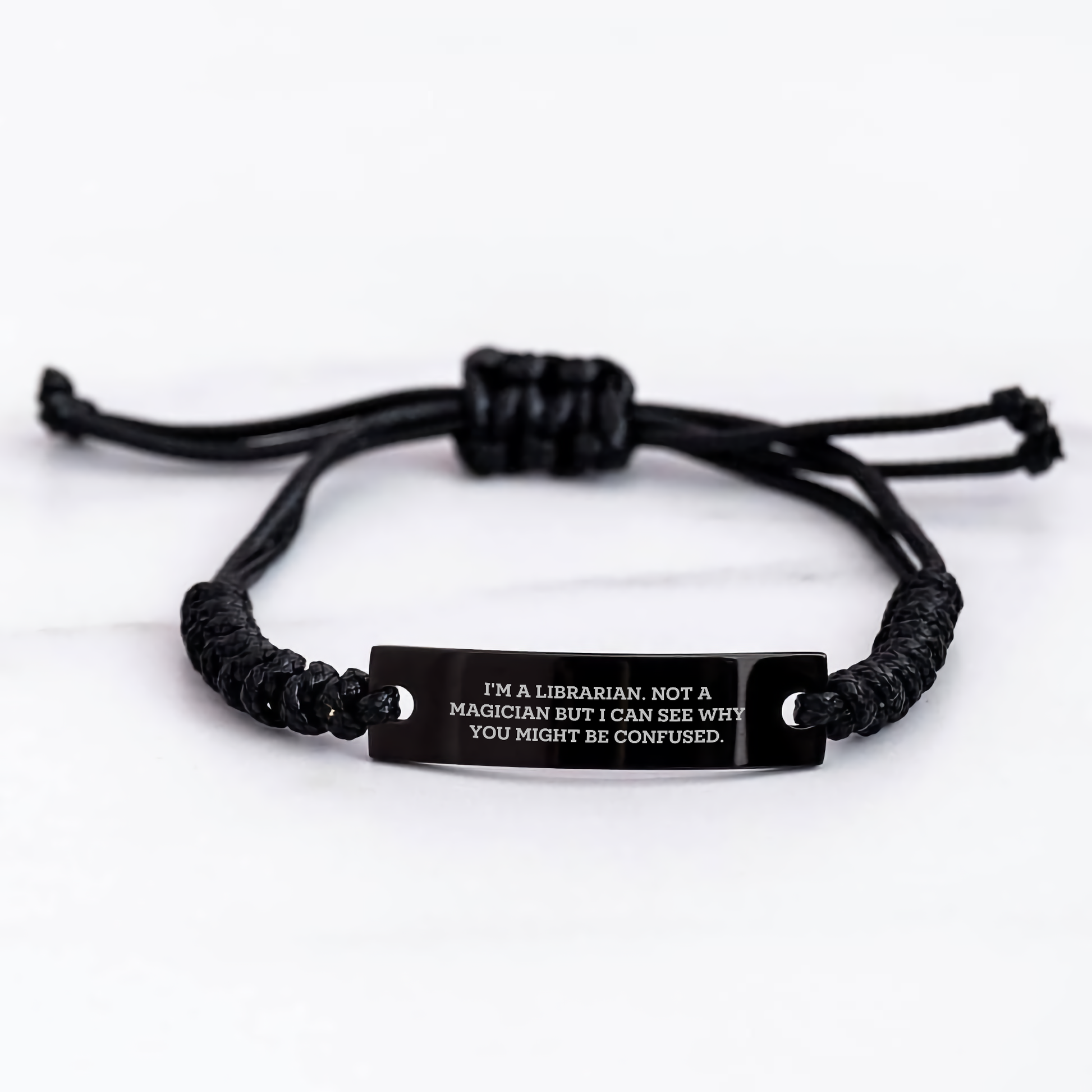 Librarian Gifts from Friends, 'I'm A Librarian. Not A Magician But I Can See Why You Might Be Confused.' Inspired Rope Bracelet for Men, Unique Father's Day Unique Gifts for Librarian - Image 3