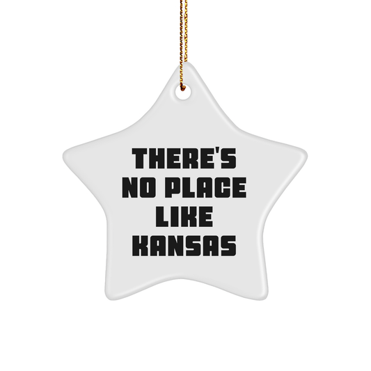 Kansas Star Ornament Gifts for Men from Friends - 'There's No Place Like Kansas' Inspirational Quote - Image 1