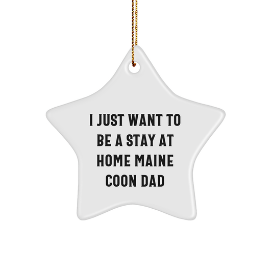 I Just Want To Be A Stay At Home Maine Coon Dad's Funny Star Ornament for Christmas Unique Gifts from Maine Coon Cat Lovers to Friends, Family, and Coworkers - Image 1