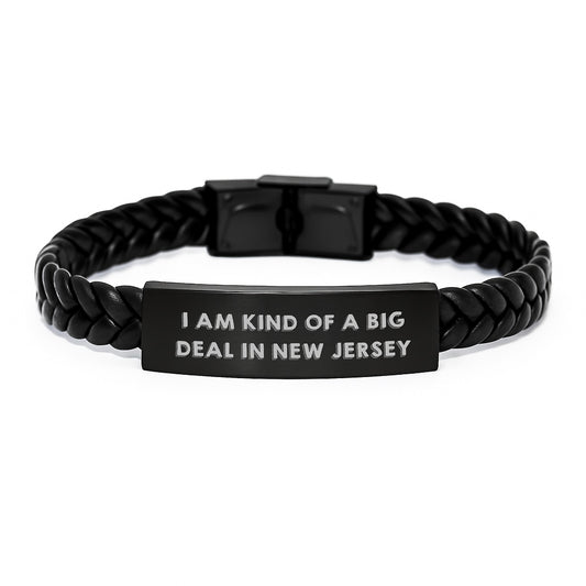 New Jersey Inspired Interlaced Leather Bracelets, Funny Quote Gifts for Men or Women, Gifts from New Jersey, Perfect Graduation Unique Gifts - Image 1
