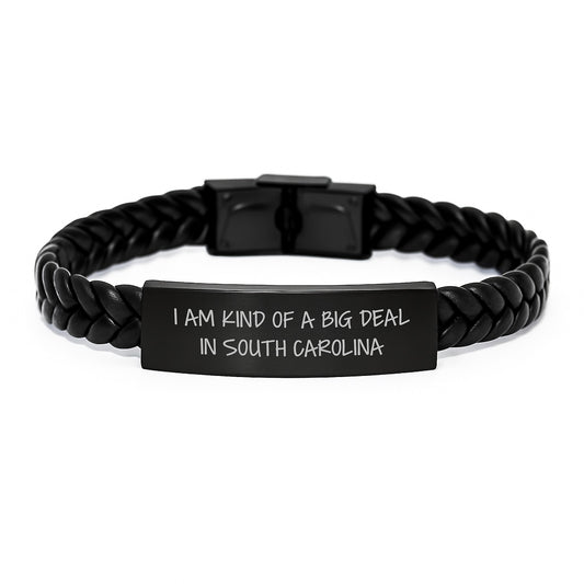 South Carolina Gifts, I Am Kind Of A Prime Selection Interlaced Leather Bracelets for Men, Funny Quote Graduation Unique Gifts from Friends - Image 1