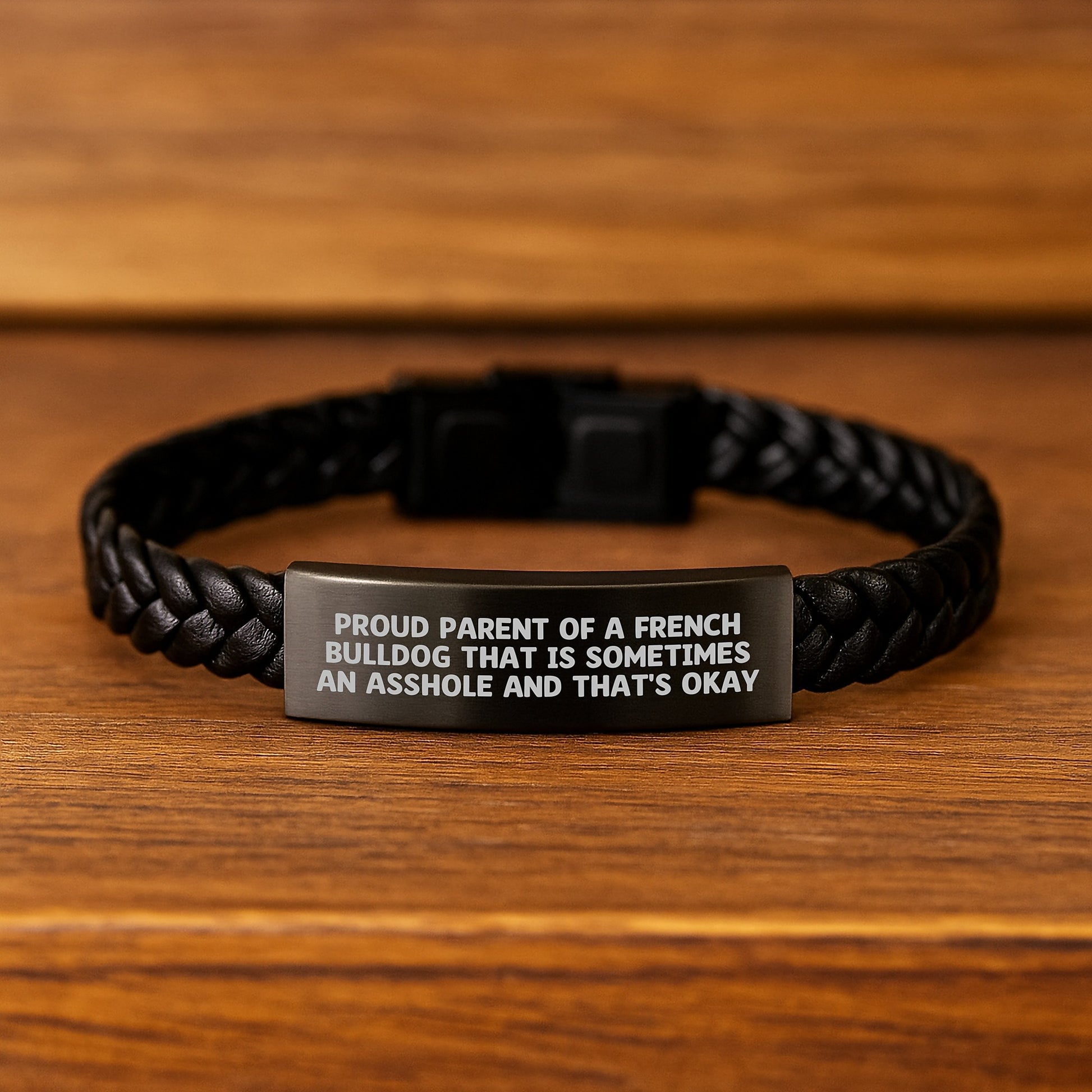 'Asshole' French Bulldog Parent Gifts for Graduation - Interlaced Leather Bracelet from Friends, Family, Coworkers - Unique Graduation Gifts for Men, Women, Friends, Family - Image 2