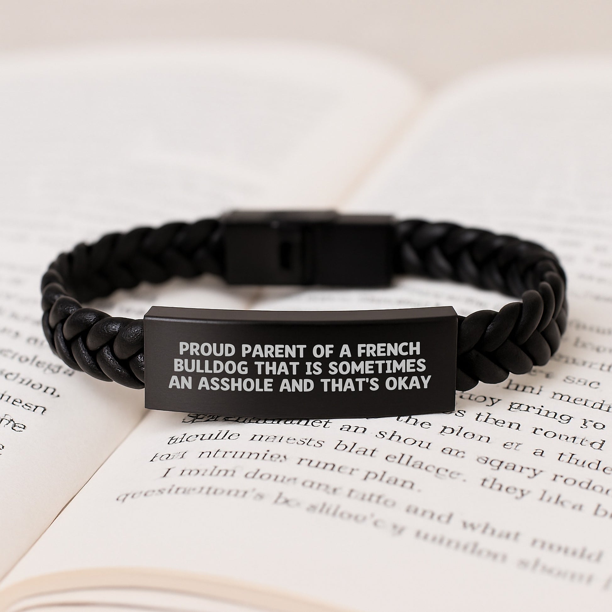 'Asshole' French Bulldog Parent Gifts for Graduation - Interlaced Leather Bracelet from Friends, Family, Coworkers - Unique Graduation Gifts for Men, Women, Friends, Family - Image 3