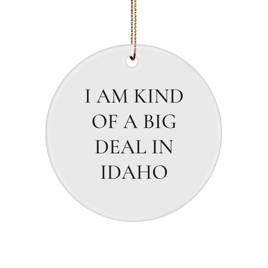 I Am Kind of a Prime Selection in Idaho Circle Ornament, Funny Idaho Gifts for Christmas - Image 1