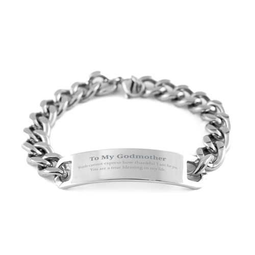 Cuban Chain Stainless Steel Bracelet for Godmother - A True Blessing in My Life - Perfect Gift for Christmas, Birthday, and Graduation