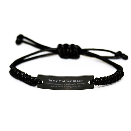 Mother In Law Black Rope Bracelet - A True Blessing Gift for Birthday, Christmas, Graduation, and More