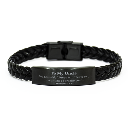 Uncle Leather Bracelet God Never Leave You Inspirational Gift for Birthday and Christmas