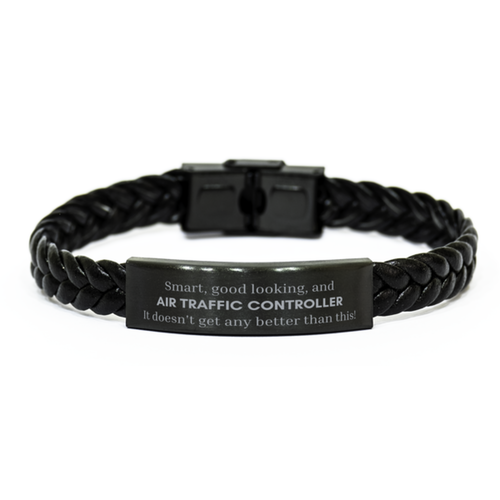 Air Traffic Controller Braided Leather Bracelet - Smart and Stylish Aviation Enthusiast Gift for Christmas, Birthday, or Graduation