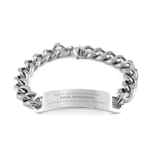 Civil Engineer Stainless Steel Cuban Chain Bracelet Smart Looking Graduation Gift