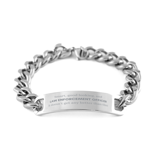 Cuban Chain Stainless Steel Law Enforcement Officer Bracelet - Perfect Gift for Birthday, Graduation, and Veterans Day, Smart and Stylish Accessories for Law Enforcement Officer