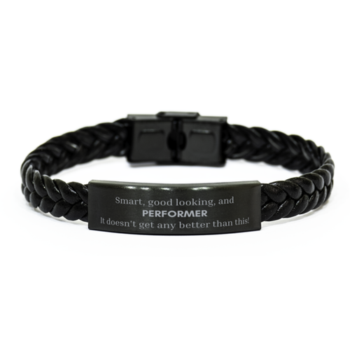 Performer Braided Leather Bracelet - Smart, Stylish, and Confident Gift for Birthday, Christmas, and Graduation