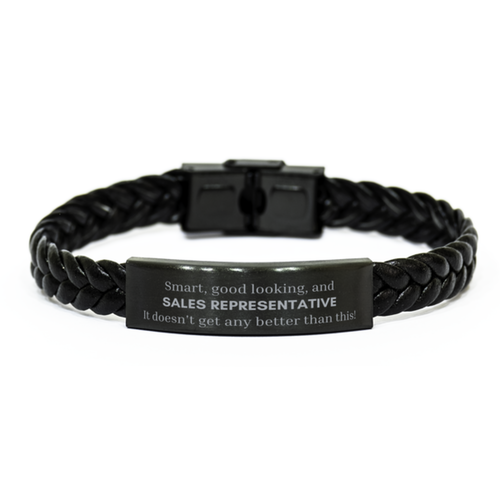 Sales Representative Braided Leather Bracelet - Smart, Good-Looking and Perfect for Your Success and Confidence