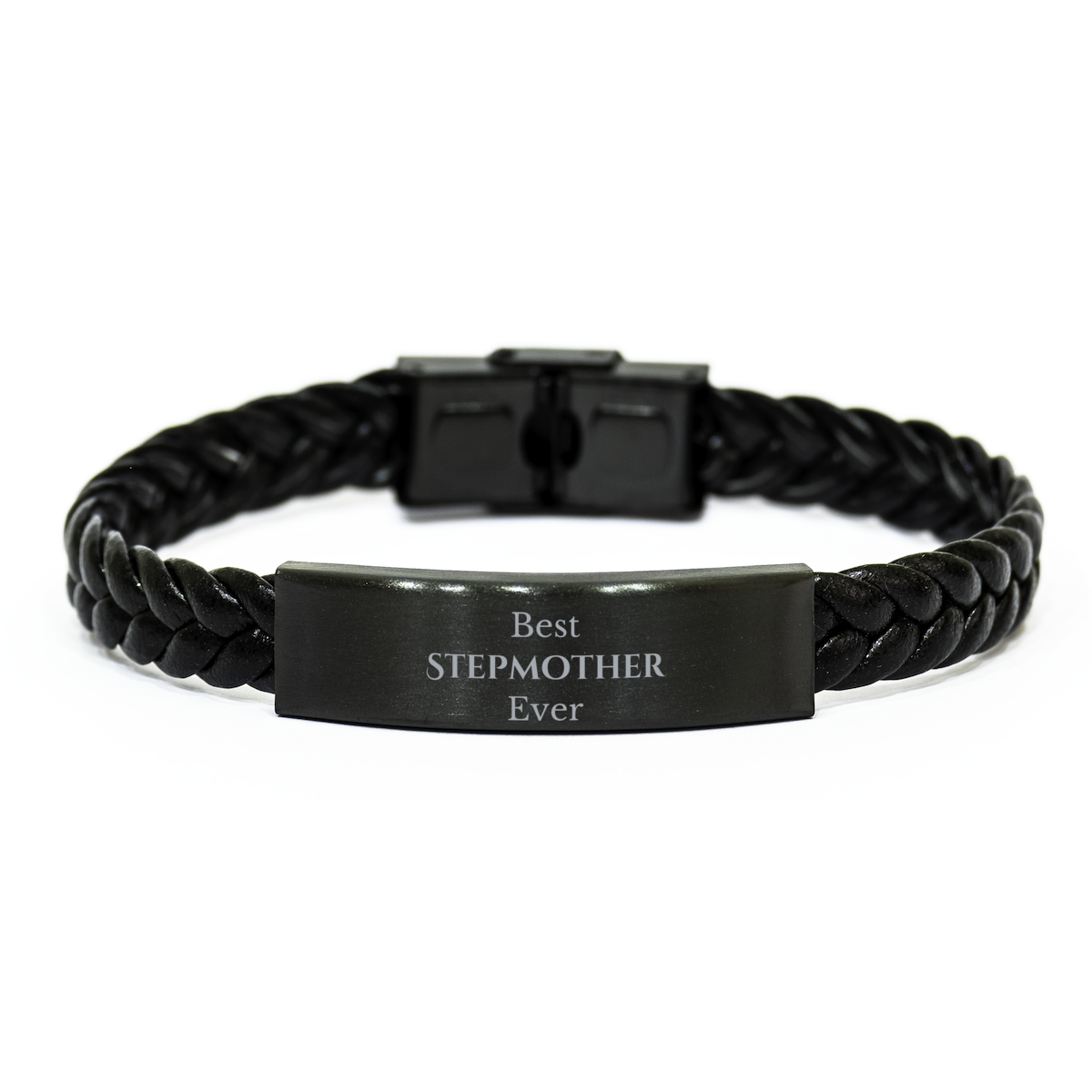 Best Stepmother Ever Braided Leather Bracelet Gift for Special Step Mom on Mothers Day, Birthday, and Christmas - Unique Engraved Jewelry to Show Appreciation and Love for Her - Perfect Gift for Stepmother from Stepchild