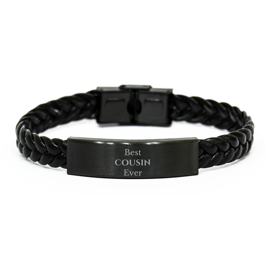 Best Cousin Ever Braided Leather Bracelet Gift for Birthday or Christmas - Handcrafted Engraved Design for Your Special Cousin - Unique, Meaningful, and Stylish Jewelry for Her to Show Your Love and Appreciation