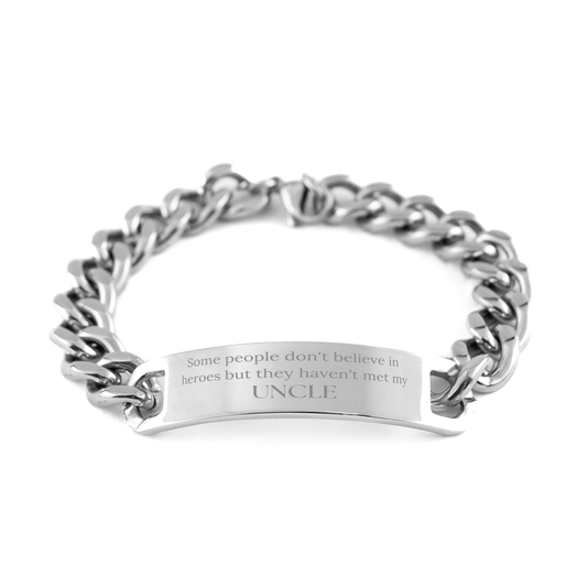 Uncle Stainless Steel Cuban Chain Bracelet - Heroes Inspiration Gift for Birthday and Christmas – front view