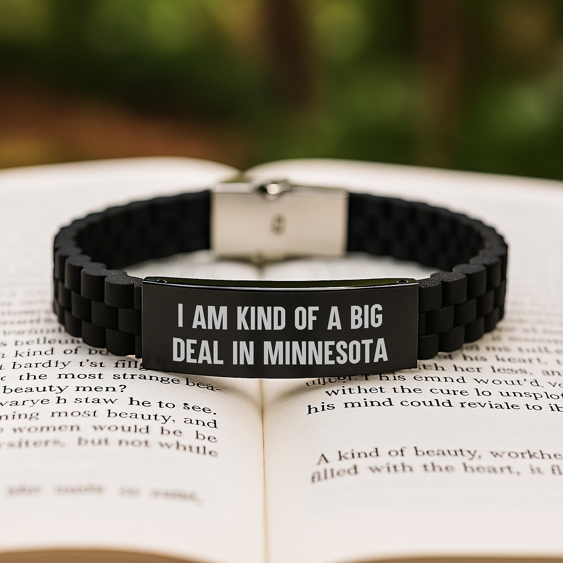 Minnesota Funny Quote Glide lock Clasp Gifts from Men to Friends for Minnesota, Inspirational Quote Jewelry, Adjustable Silver Black Stainless Steel Silicone, Unique Graduation Gifts - Image 2