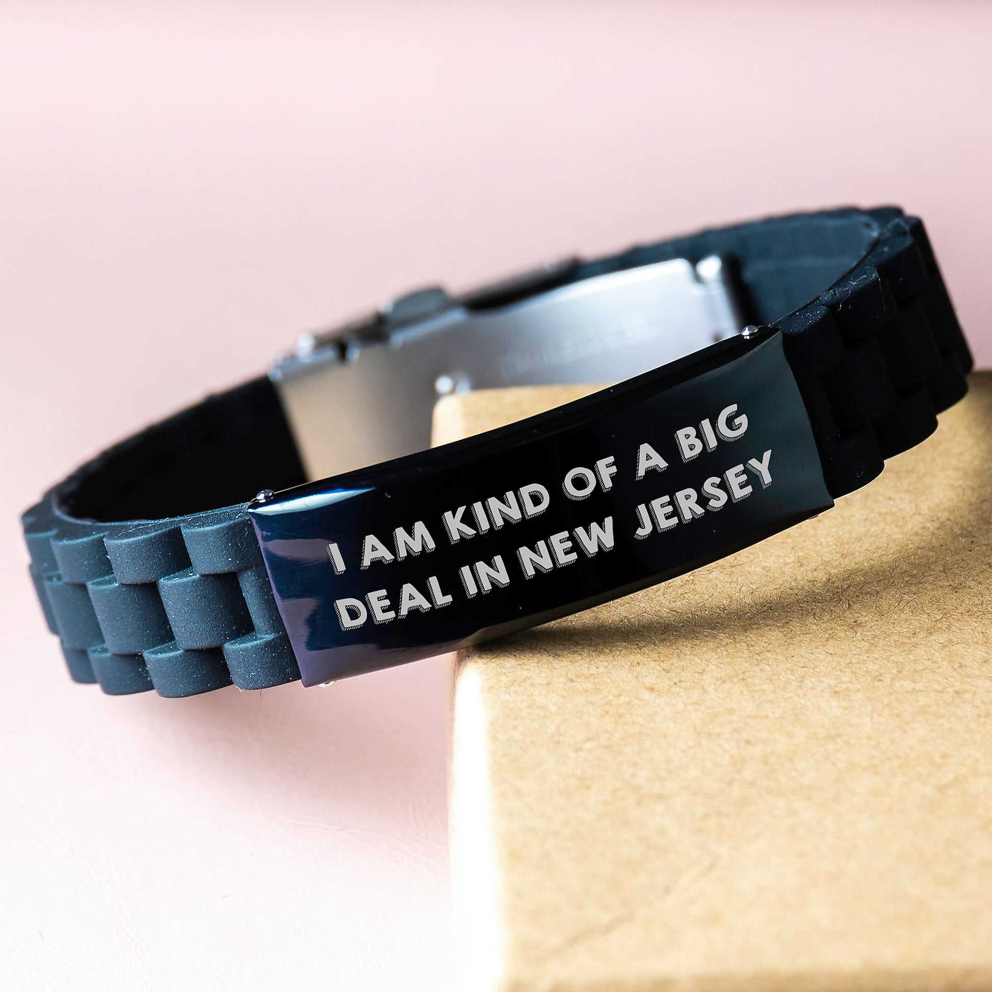 Funny New Jersey Gifts for Men from Friends with I Am Kind Of A Prime Selection In New Jersey Quote, Graduation Unique Gifts, Glide lock Clasp Bracelet - Image 3