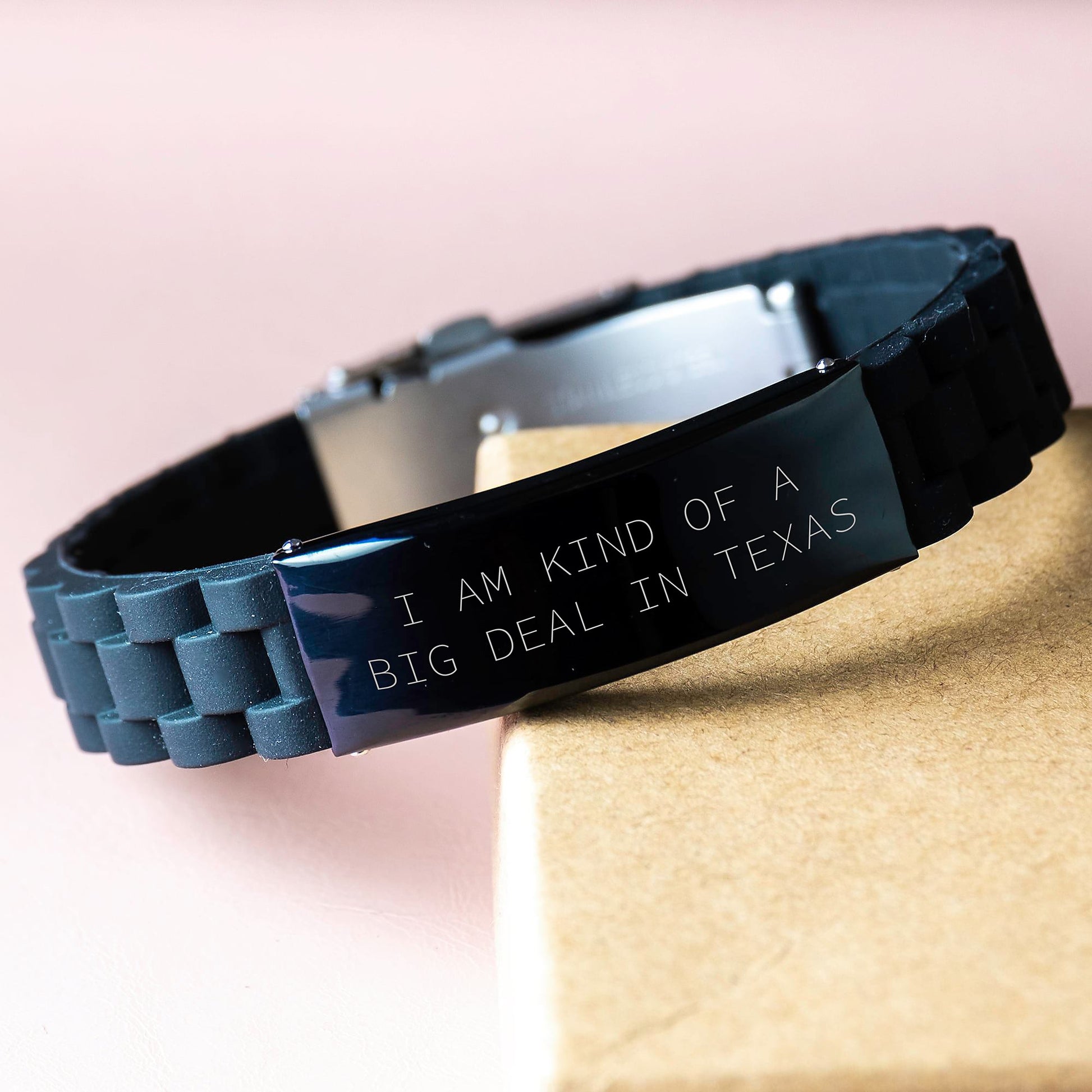 Funny Texas Gifts for Men from Friends, Kind of a Prime Selection I Am Kind of a Prime Selection in Texas Glide lock Clasp Bracelet for Graduation - Image 3