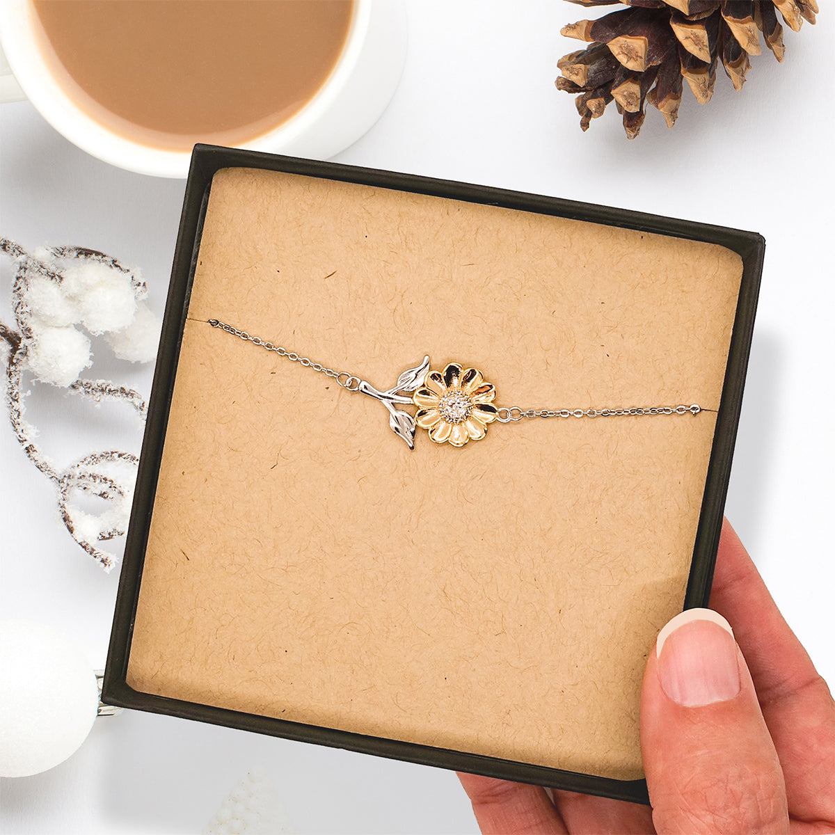 Stepmother Sunflower Bracelet Engraved with Inspirational Quote for Mothers Day Gift Surprise – view 5