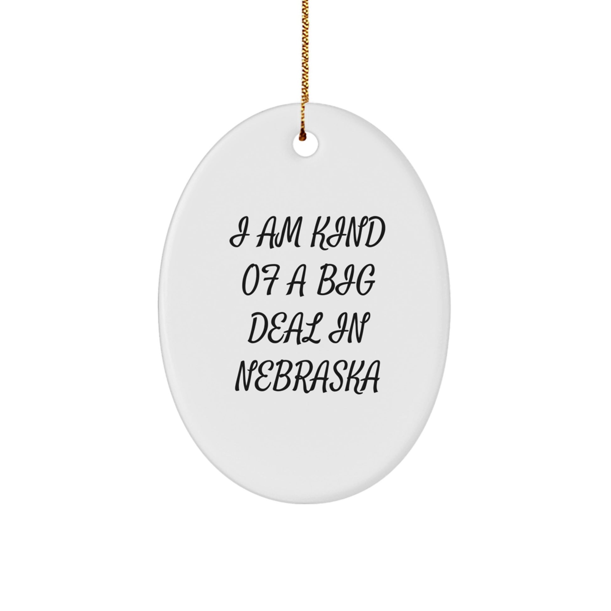 Funny Nebraska Quotes Oval Ornament, Gifts from Friends to Nebraska Men, Kind of a Prime Selection in Nebraska, Christmas Unique Gifts - Image 1